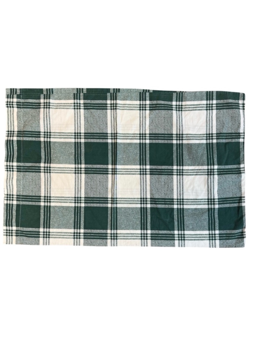 Pair of Green and White Plaid Pillowcases
